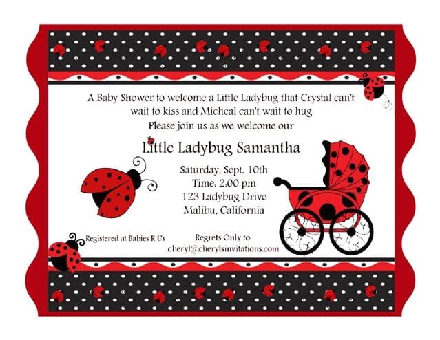 free printable ladybug baby shower invitation
