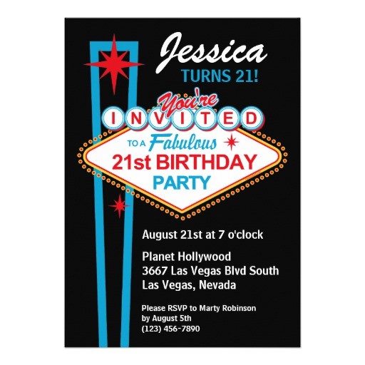 las vegas 21st birthday party invitation