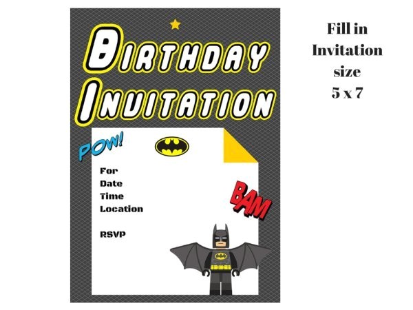 lego batman invitation