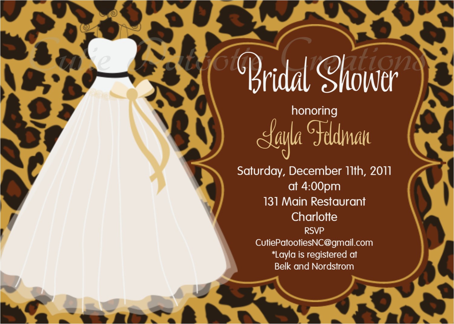 bridal shower invitations leopard print