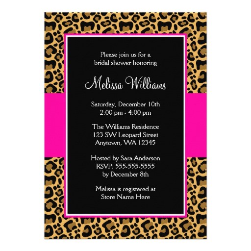 leopard hot pink bridal shower invitations