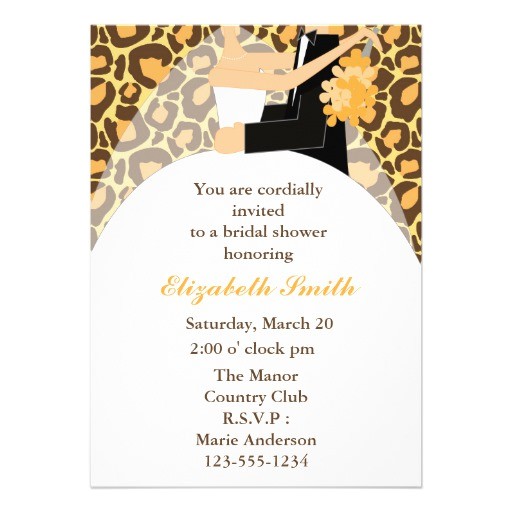 leopard print bride and groom wedding shower invitation