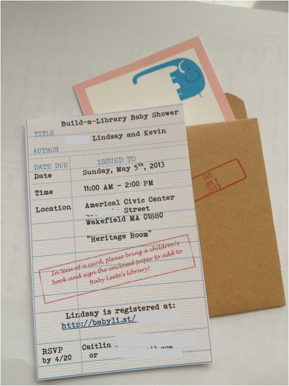 library card shower invitation