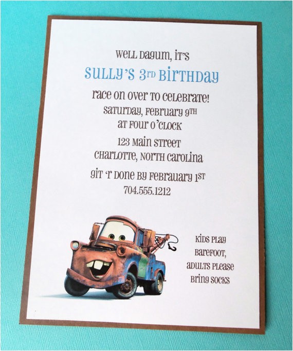 mater birthday party invitation cars