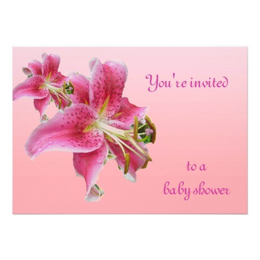 pink lily baby shower floral invitation