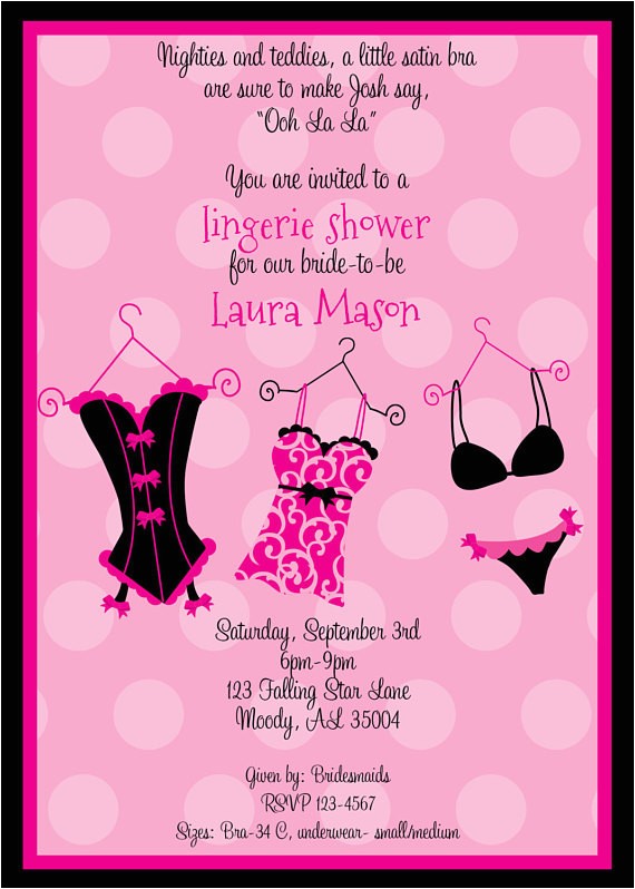 funky pink lingerie shower invitation