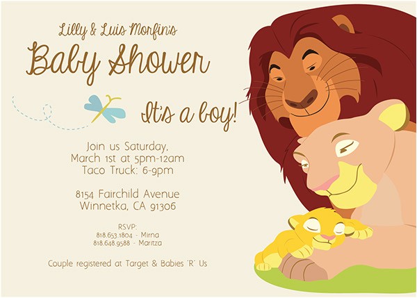 the lion king baby shower invitations