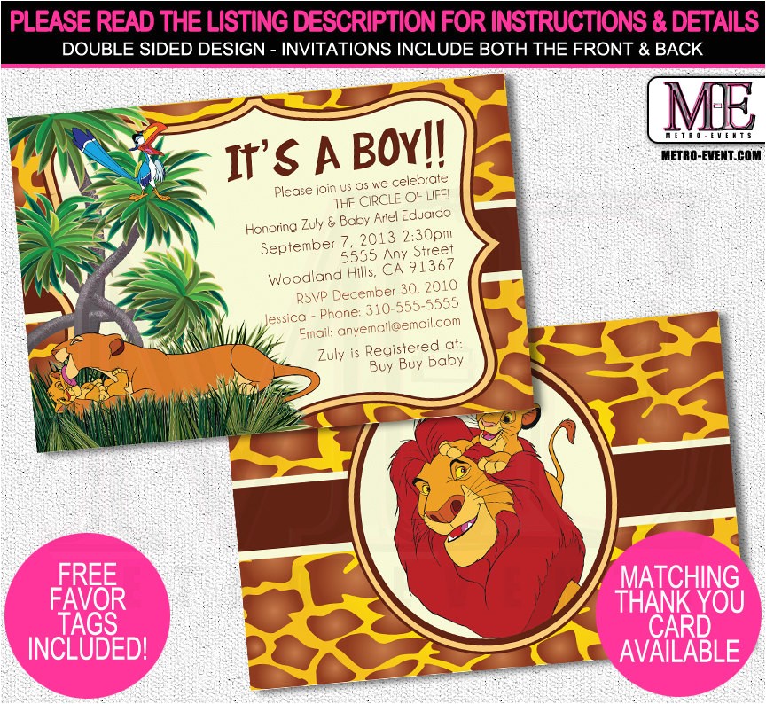 lion king baby shower invitations
