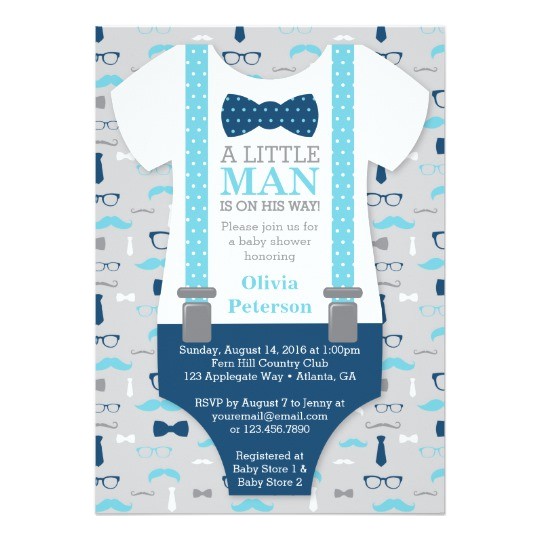 little man baby shower invitation baby blue navy card