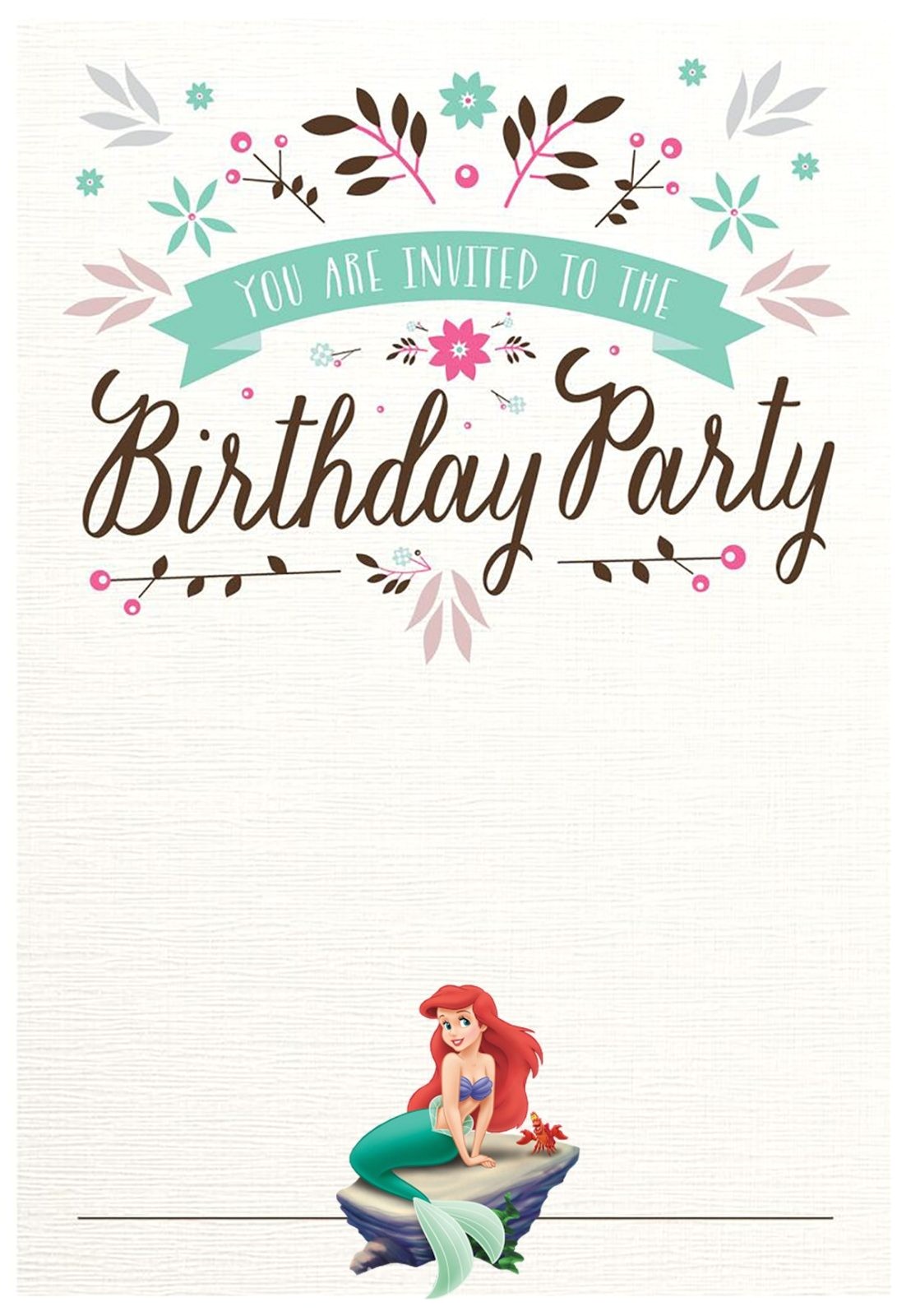 little mermaid free printable invitation templates