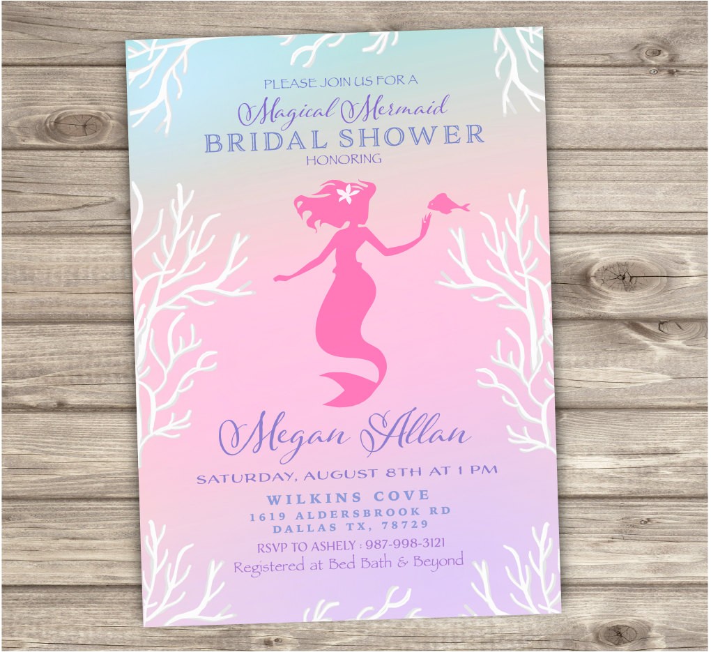 mermaid bridal shower invitations shabby