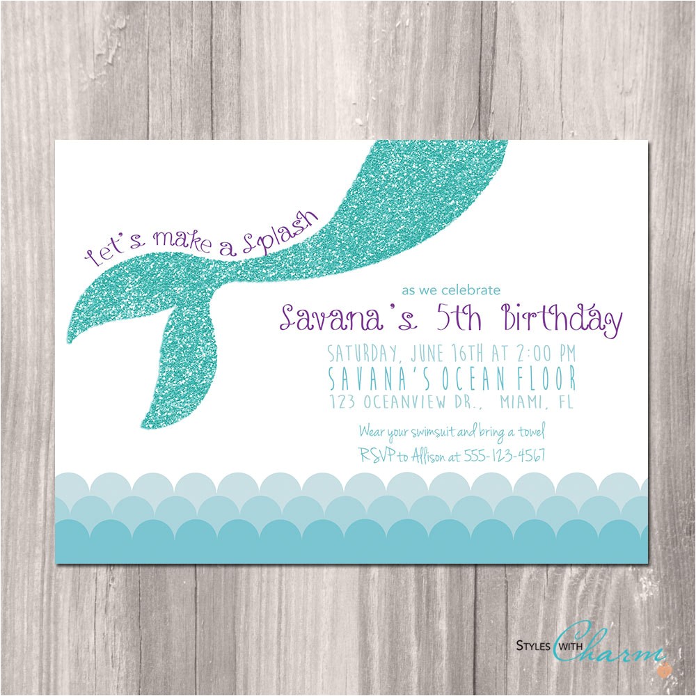 mermaid birthday invitation little