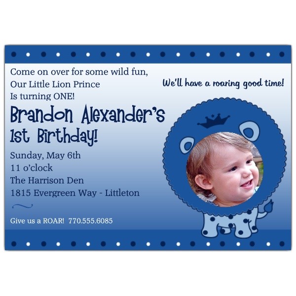 1st birthday little lion prince photo invitations p 606 75 lb01