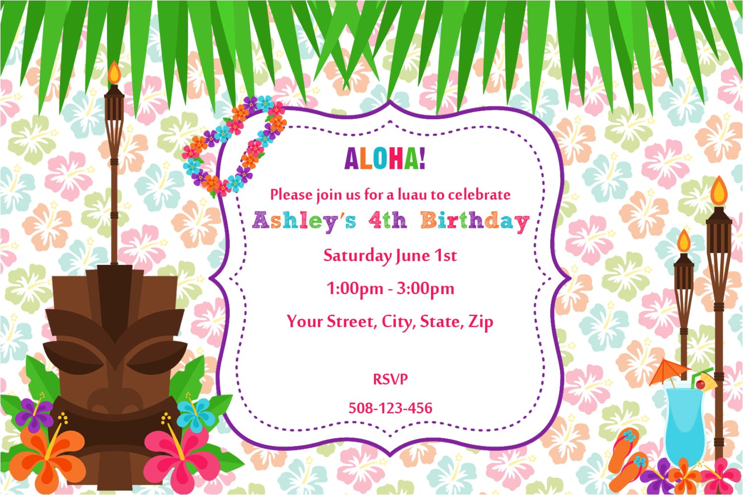 luau birthday invitations
