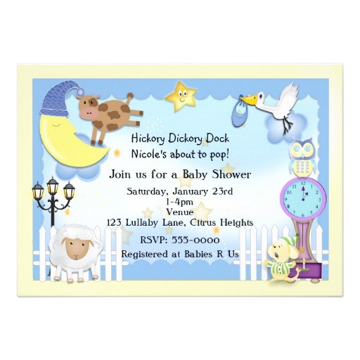 nursery rhyme lullaby baby shower invitations