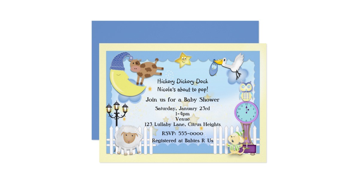 nursery rhyme lullaby baby shower invitations