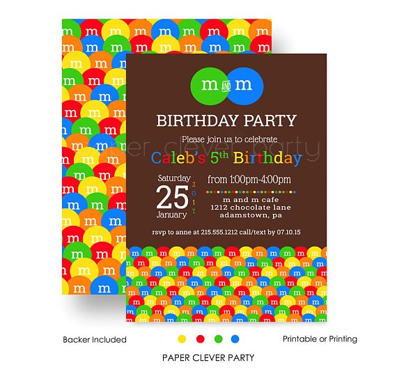 m m birthday party invitation kids