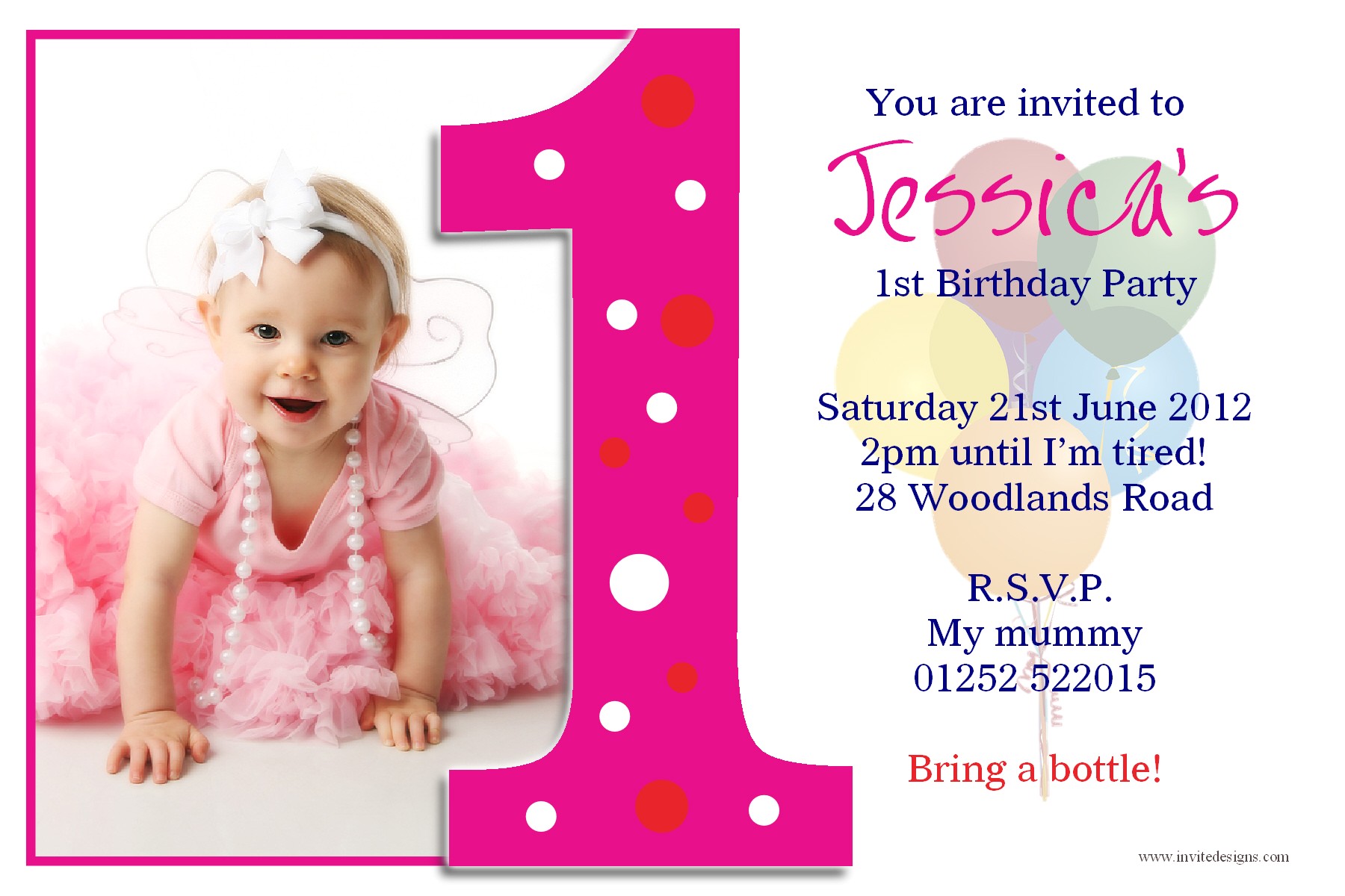 baby girls 1st birthday invitation cards ideas
