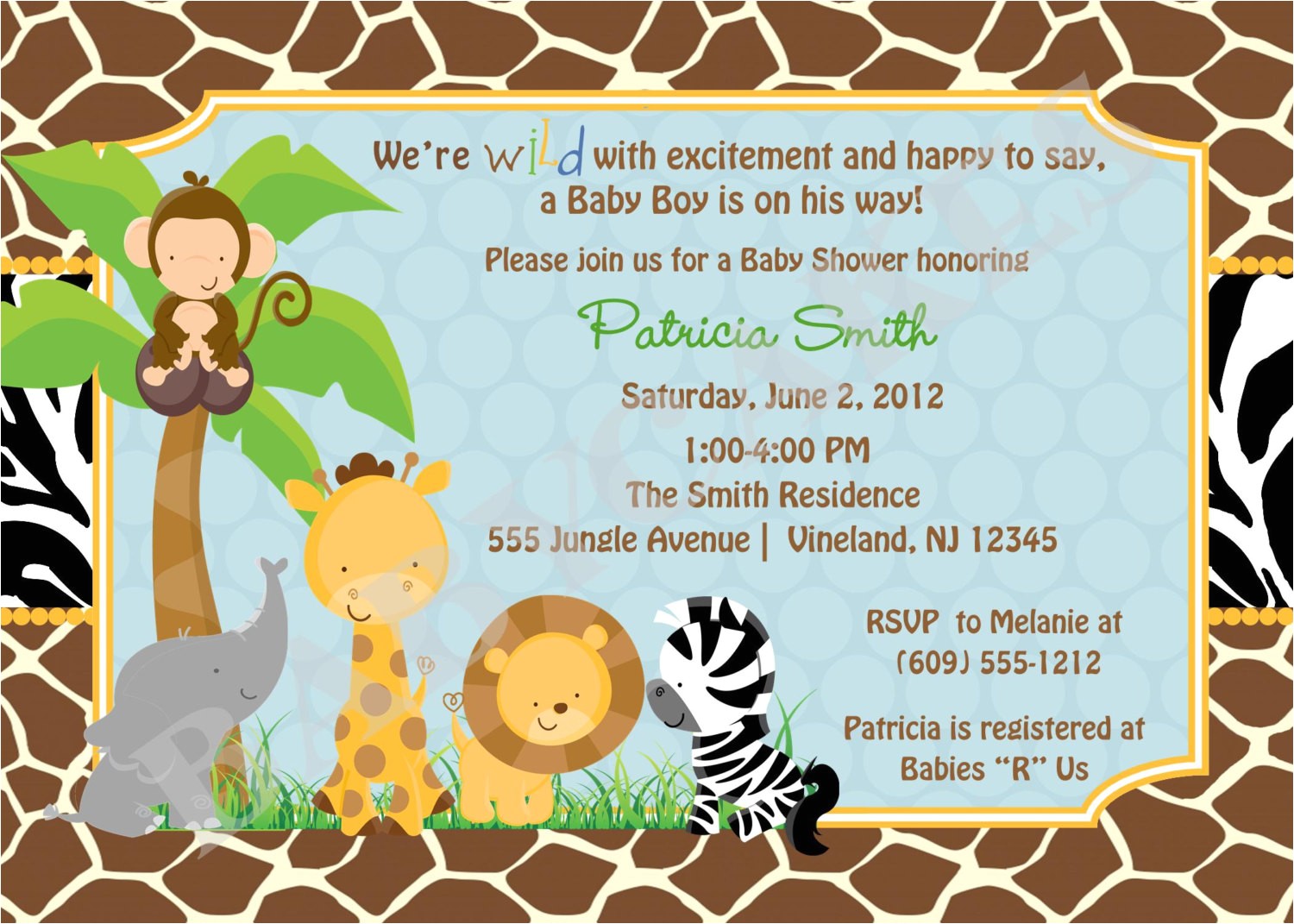 free printable jungle baby shower invitations