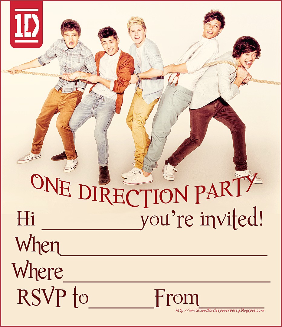 one direction party invitations