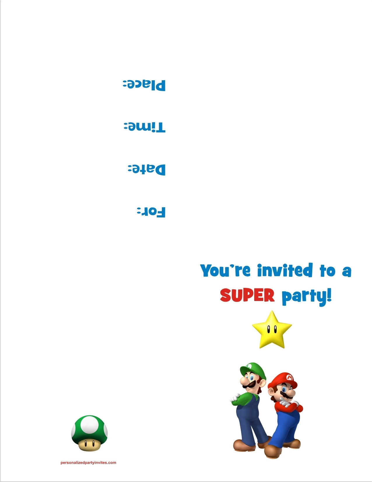 super mario bros free printable birthday party invitation
