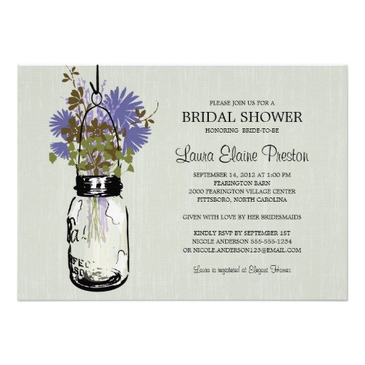 bridal shower mason jar and wildflowers invitation