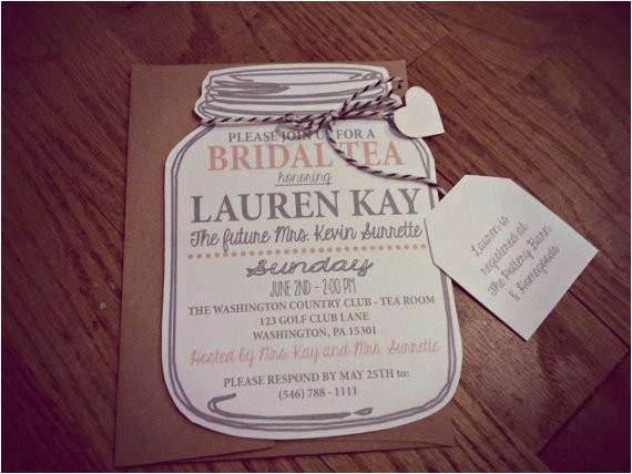 Mason Jar Invitations for Bridal Shower Mason Jar Bridal Tea Invitation Bridal Shower by Neillydesign