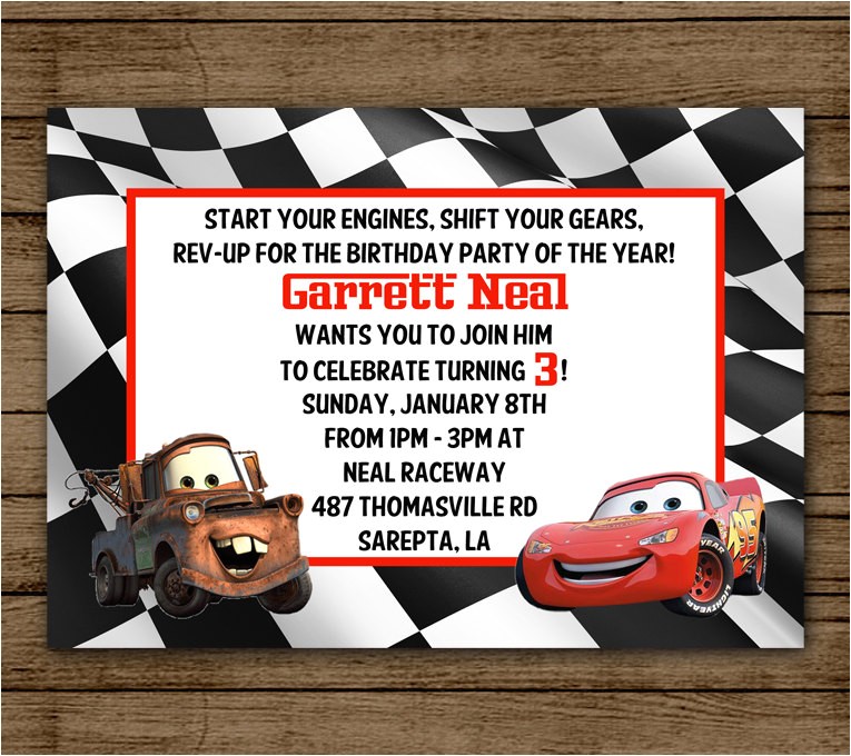 cars birthday party invitation