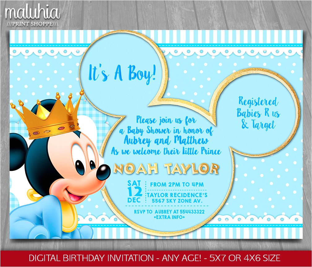baby mickey mouse baby shower invitation