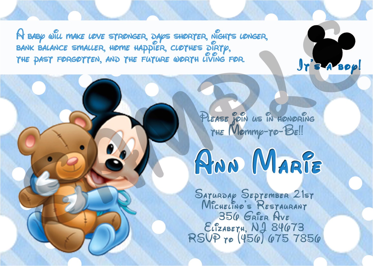 mickey mouse baby shower invitation