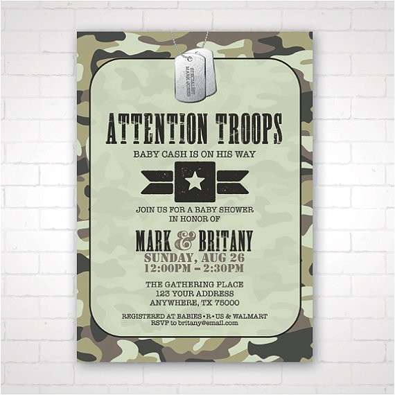 Military Baby Shower Invitations Diy Army themed Baby Shower Invitation