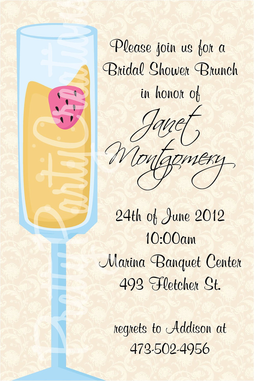 mimosa bridal shower brunch invitation