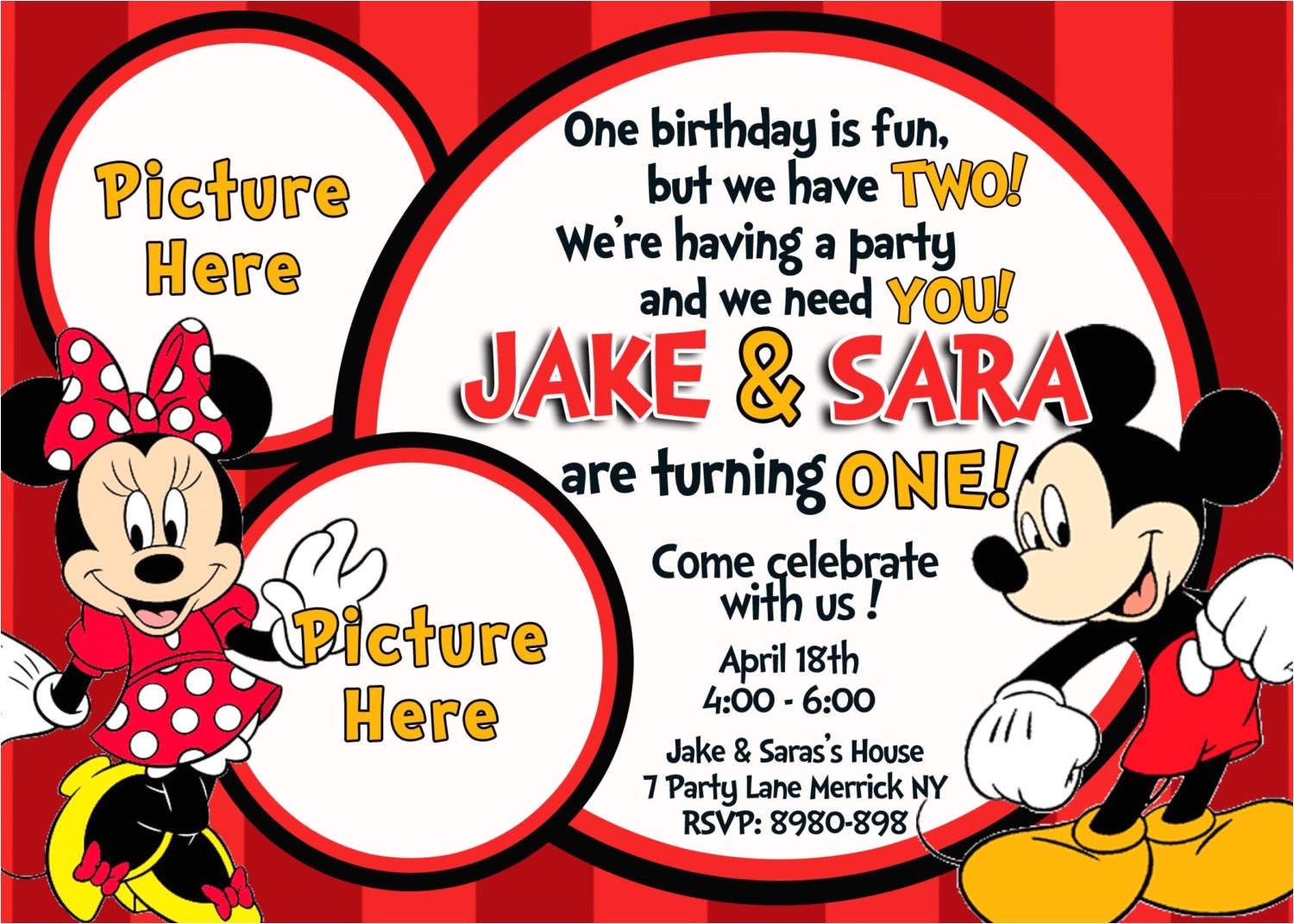 mickey and minnie mouse birthday invitations