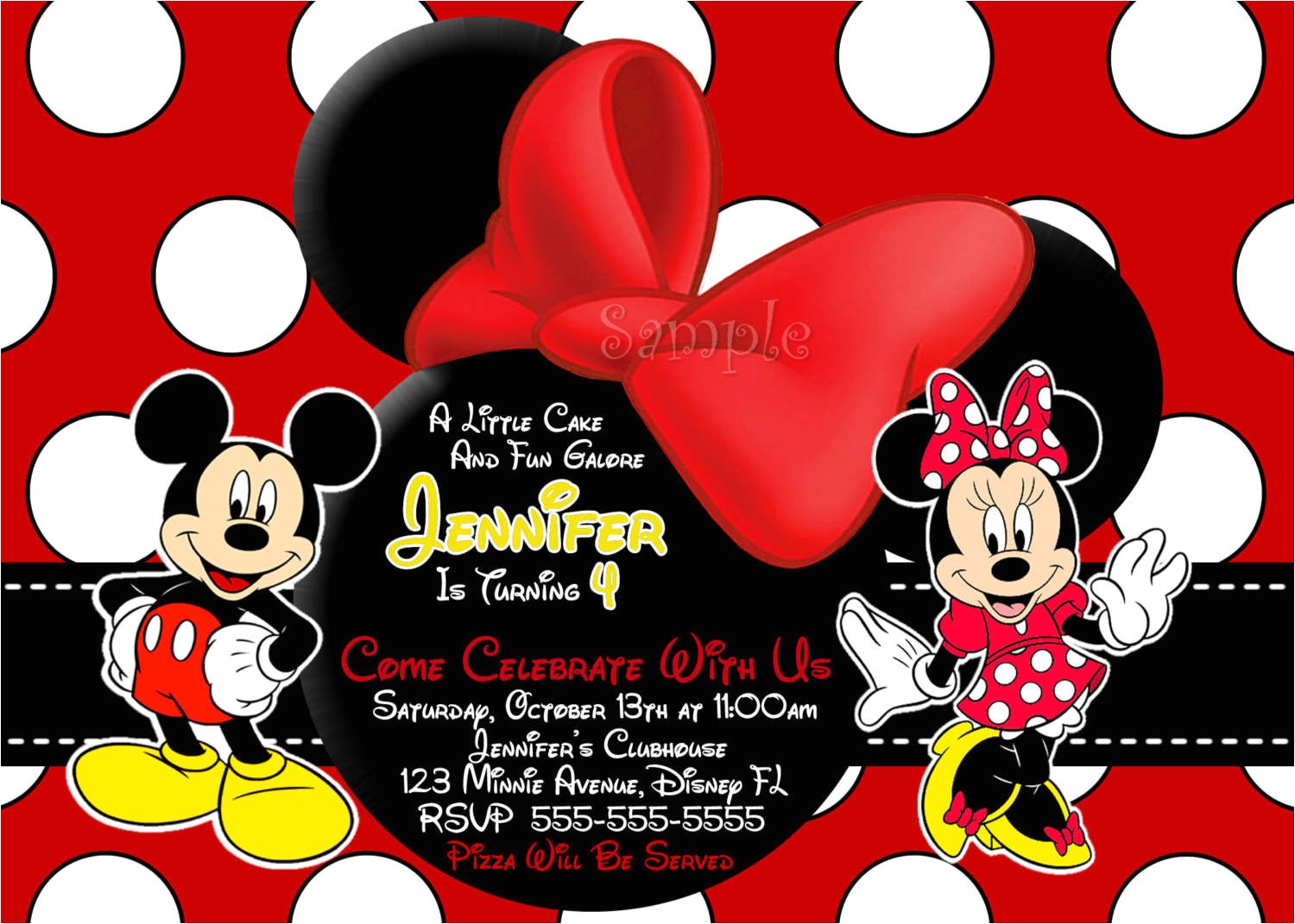 mickey and minnie mouse birthday party invitations