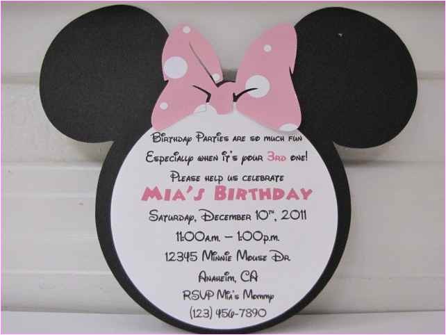 minnie mouse 3rd birthday invitation wording