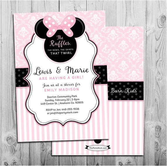 minnie mouse baby shower invitation