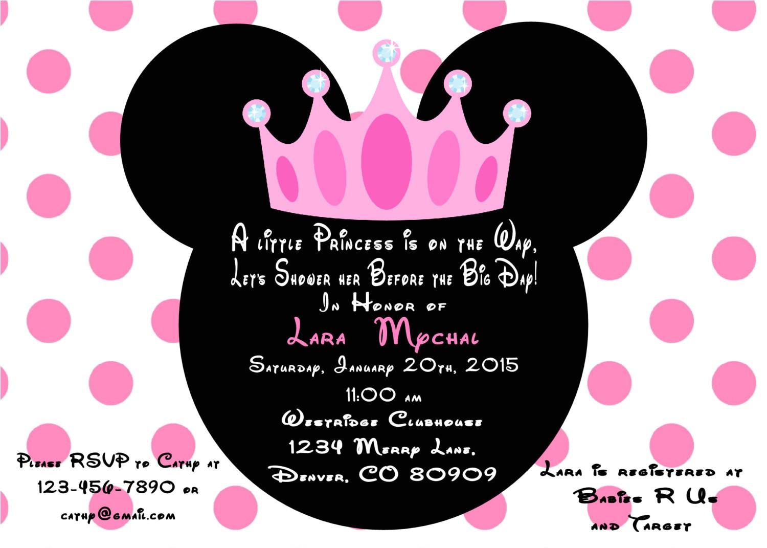 minnie mouse princess baby shower