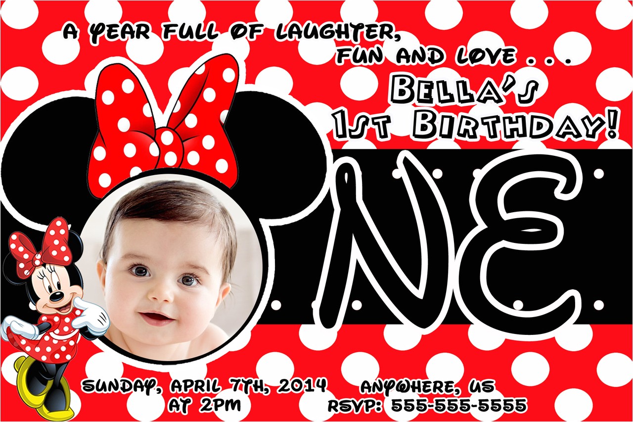 red minnie mouse 1st birthday invitations