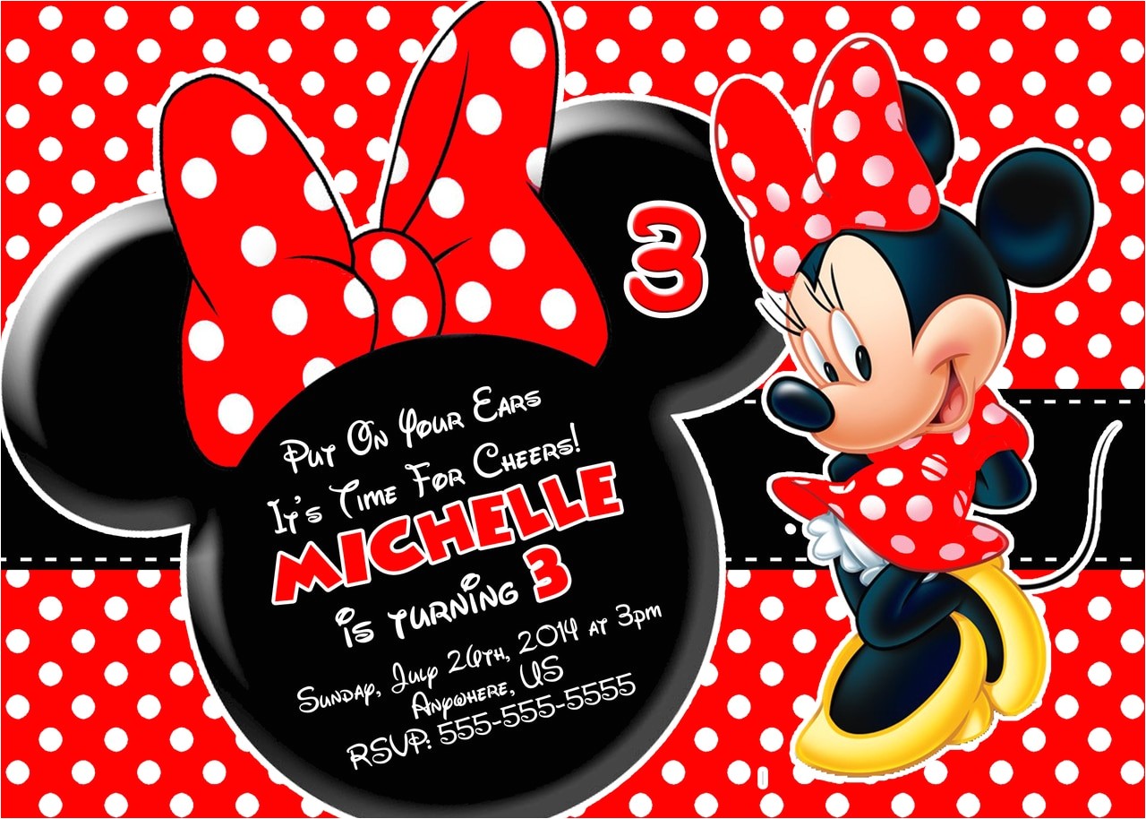 red minnie mouse birthday invitations