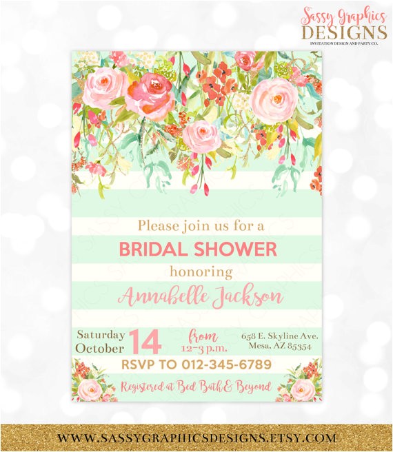 mint to be bridal shower invitation