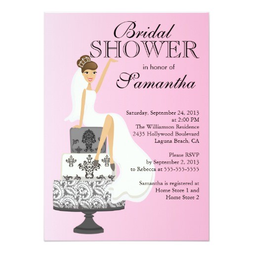 modern brunette bride bridal shower invitation