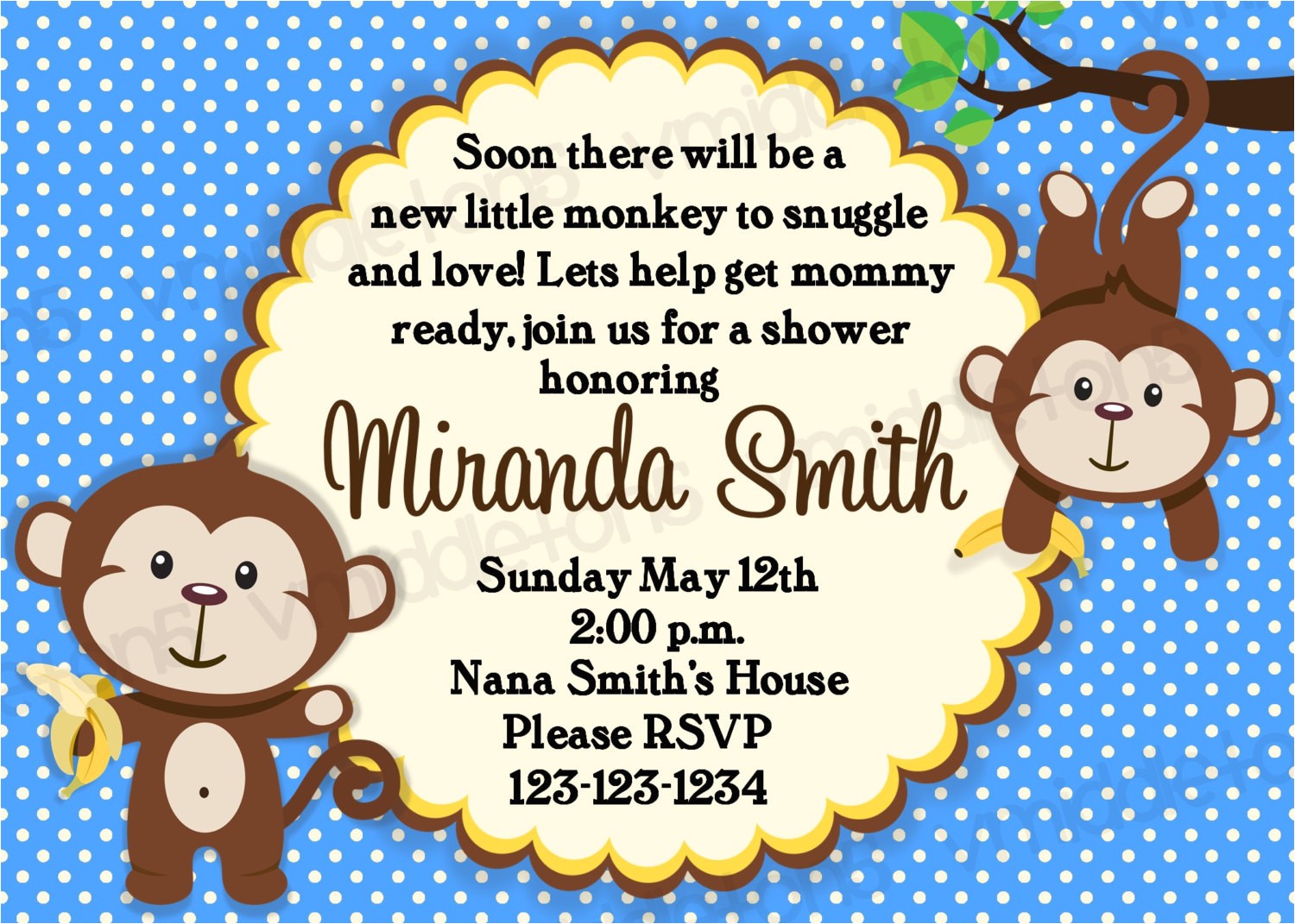 Monkey Baby Shower Invitations for Boys Monkey Baby Shower Invitation Boy and Girl Options Print Your