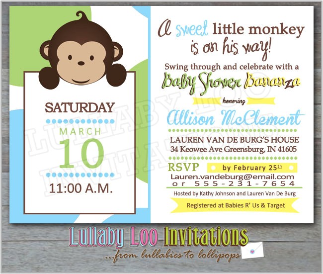 best monkey baby shower invitations design