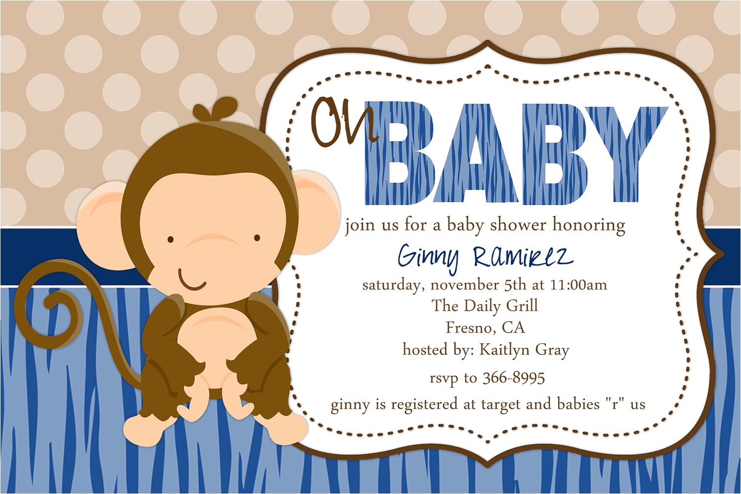 monkey baby shower invitations