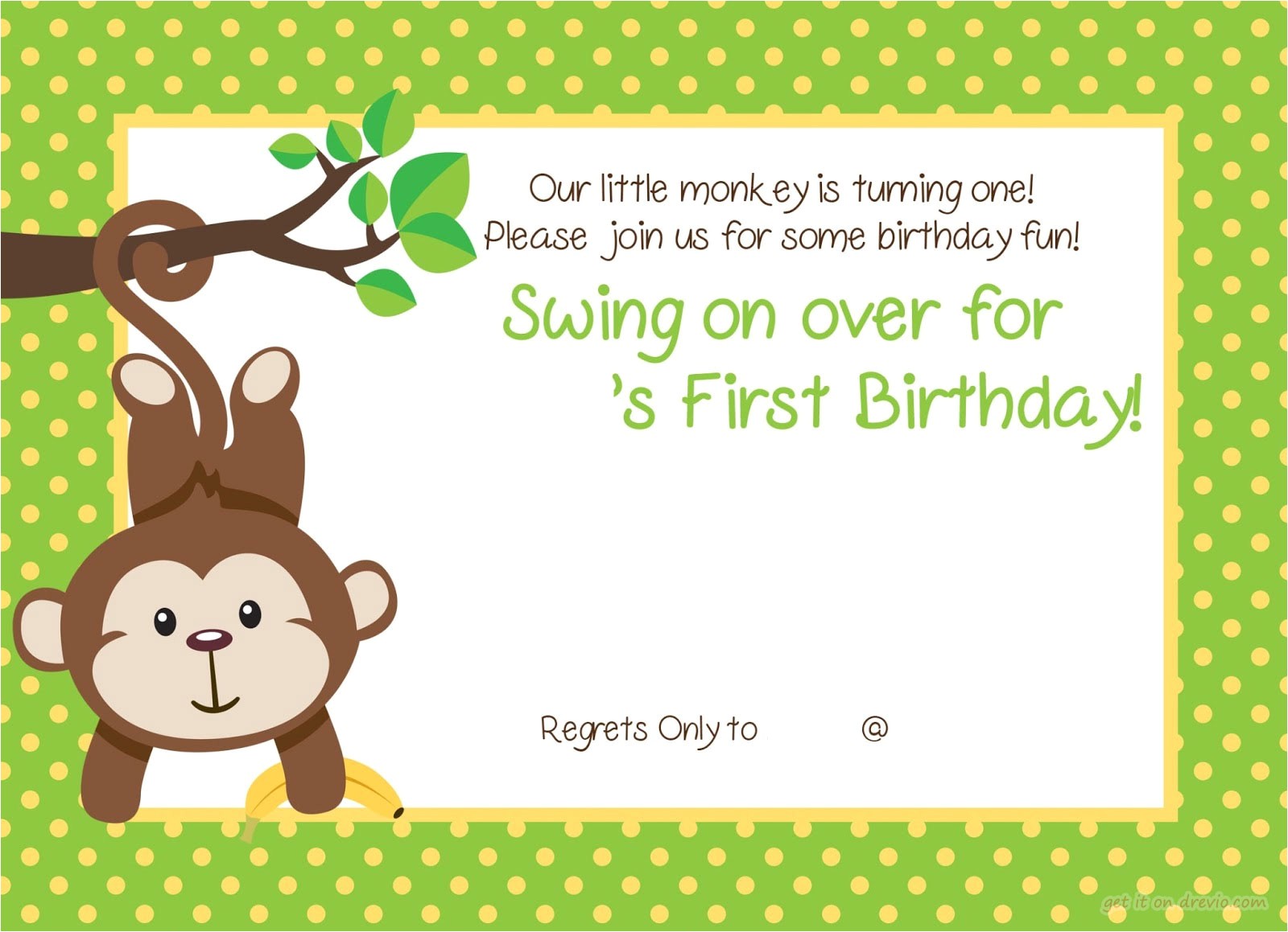 free printable 1st monkey birthday invitation