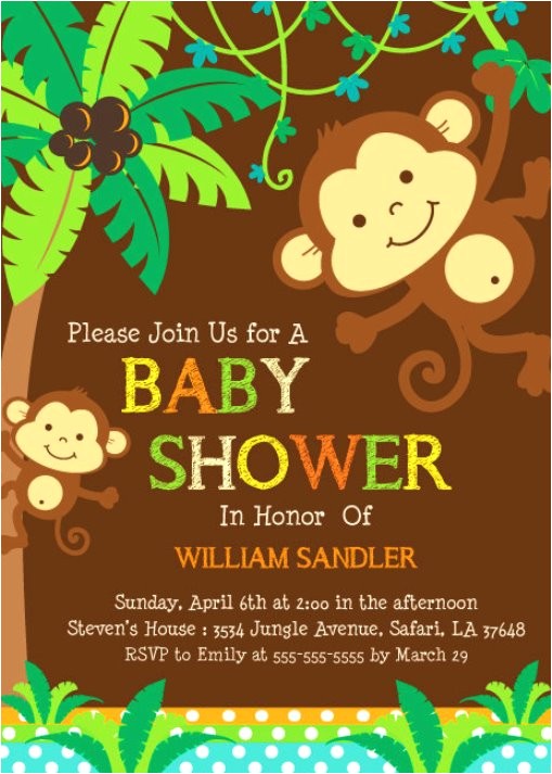 free printable monkey baby shower invitations