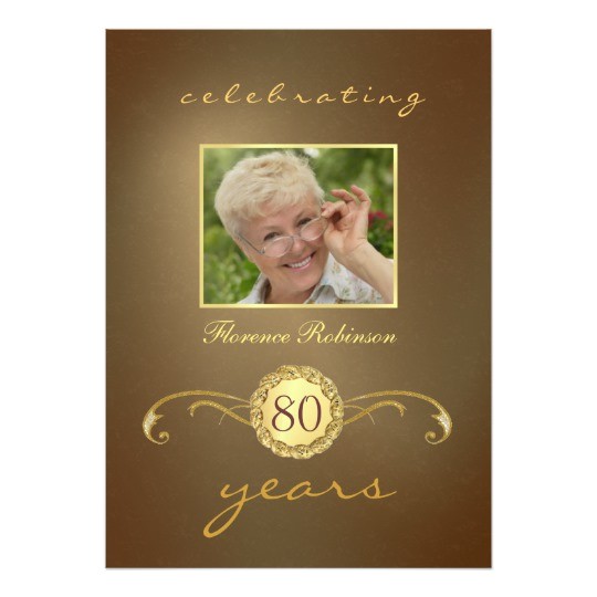 80th birthday invitations antique gold monogram 161333141366100160