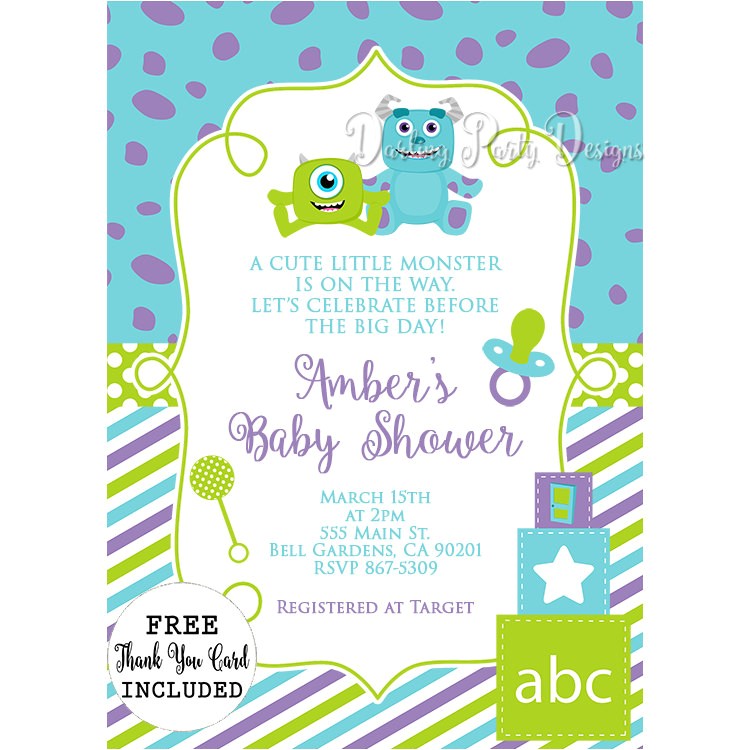monsters inc baby shower invitations