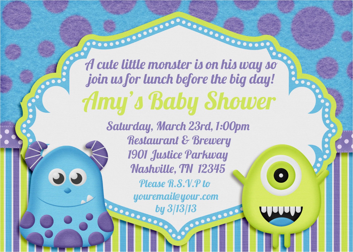 little monster baby shower invitation