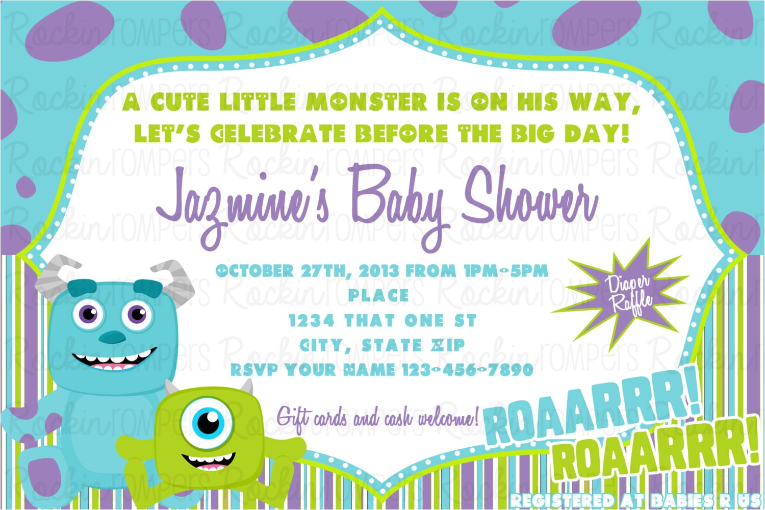 monsters inc baby shower invitation